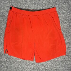 Rhone Shorts Mens Size Medium 6" Inseam Lined Navy Red Zipper‎ Pocket Drawstring